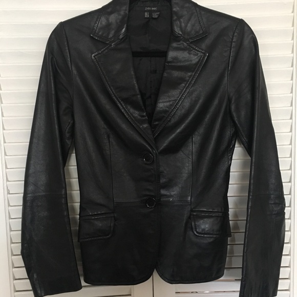 🆕 Zara Basics Black Leather Jacket - Picture 2 of 4